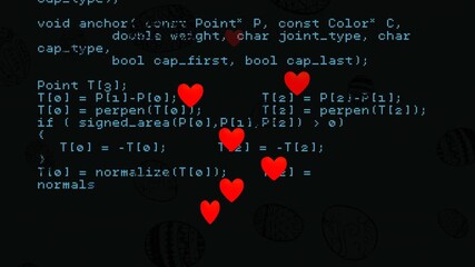 Animation of heart icon over data processing - Powered by Adobe