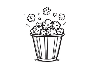 Salted popcorn Line Art Illustration