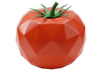 Isolated low-poly tomato vegetable, polygonal, 3d rendering of healthy food for design projects