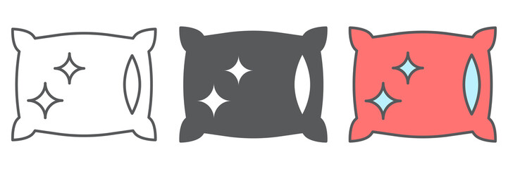 Pillow cleaning line icon, dry cleaning and laundry, pillow sign vector graphics, editable stroke linear icon, eps 10