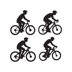 Obraz premium Cycling Athlete Silhouette Set for Sport and Outdoor Lifestyle