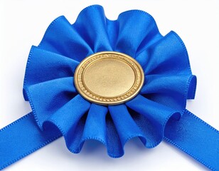 Elegant Silk Ribbon Rosette with Golden Medallion Detail for Award Recognition