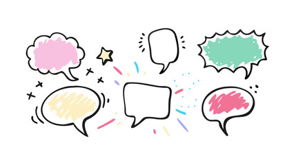Colorful hand drawn speech bubbles and elements comic
