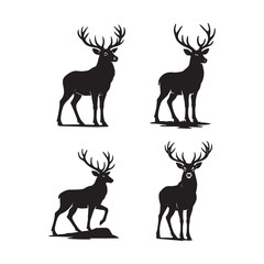 Deer and Stag Silhouette Vector Set for Hunting and Wildlife Art