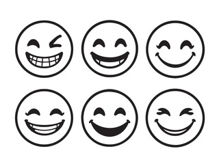 smiling emoji face Line Art Illustration