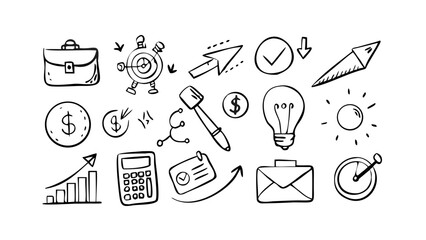 Hand drawn business doodle with money symbol dollar