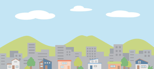 シンプルな街並みのイラスト