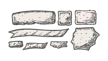 Hand drawn vintage ribbon banners retro