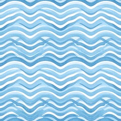A repeating pattern of wavy lines in light blue and white creates a serene and tranquil design.
