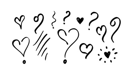 Heart symbols with question marks hearts