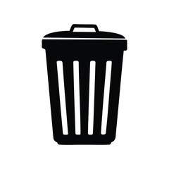 Black silhouette of a trash can with a lid and four slits, office trash bin silhouette vector illustration