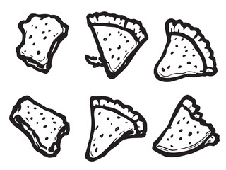 Tortilla chips Line Art Illustration