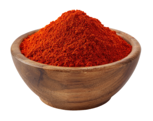 Red spice powder in a wooden bowl (1)