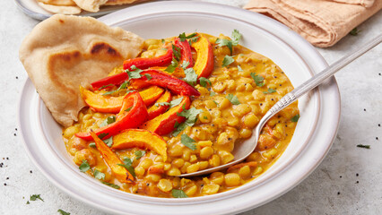Dal with roasted vegetables