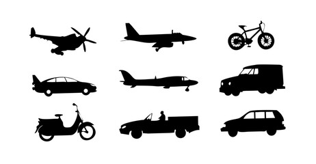 Minimalist Black Silhouette of a Vintage Car classic car