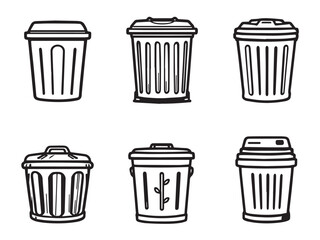 trash can Line Art Illustration