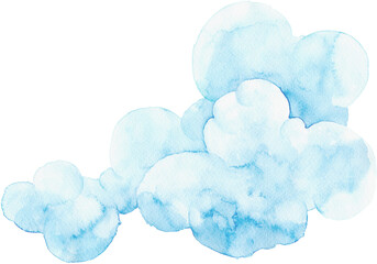 Hand-Painted Blue Watercolor Cloud Element