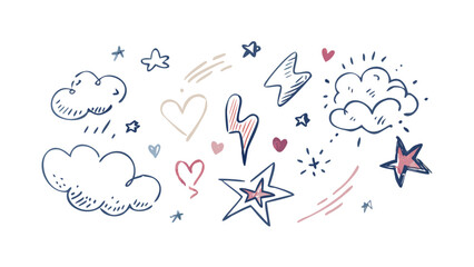 Muted retro doodle elements vintage