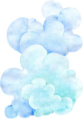 Hand-Painted Blue Watercolor Cloud Element