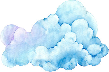 Hand-Painted Blue Watercolor Cloud Element