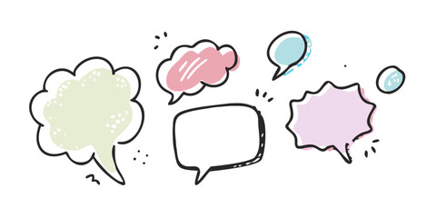 Pastel speech bubbles with hand drawn style talk bubble