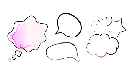 Pastel watercolor speech bubbles and shapes thought bubble