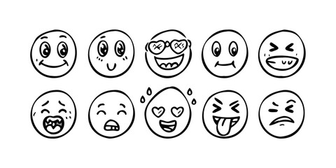 Playful Doodle Smiley Face emoji happy