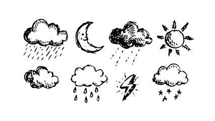 Retro Sun and Cloud Weather Symbol vintage