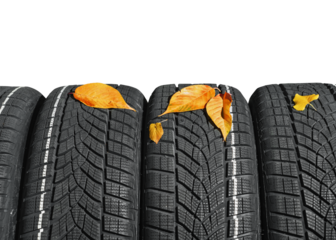 autumn - time to change tires on winter tires, isolated on free png background.
