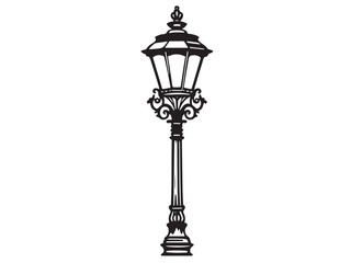 Fototapeta premium Vintage street lamp Line Art Illustration