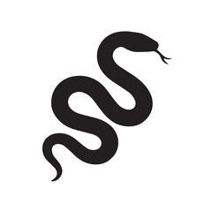 Fototapeta premium Snake silhouette black and white vector icon