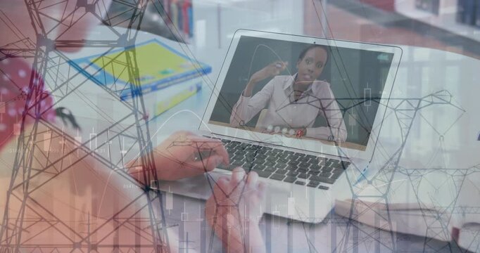 Animation of media unk over trails using laptop