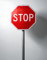 Obraz premium Octagonal red sign on post