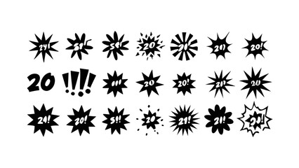 Starbursts with Numbers and Exclamations explosion