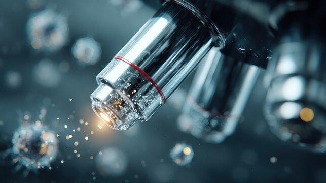 High-tech microscope lenses in action showcasing scientific precision