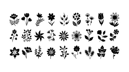 Stylized Floral Elements Collection flowers leaves