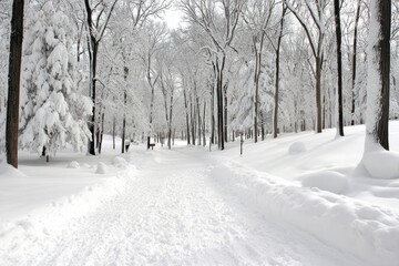 Fototapeta premium Snowy path through a winter forest