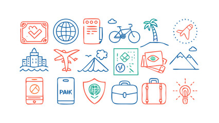 Travel and business icons airplane suitcase