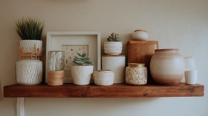 Home sweet home decor on a shelf.