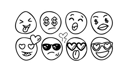 Whimsical Doodle Faces with Expressive Eyes emoji