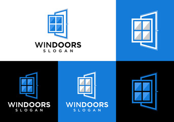 vector icon logo simple door and window