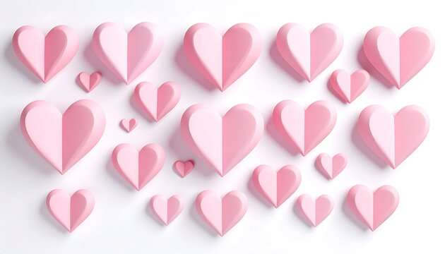 Pink hearts on white background (2)