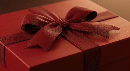 Luxurious red gift box with elegant satin ribbon bow, perfect for celebrating special occasions and conveying heartfelt sentiments