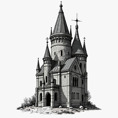 Obraz premium buildings drawing, architectural sketch, architecture drawing, city buildings sketch, urban sketch, cityscape drawing, skyline sketch, building illustration, architectural illustration, hand drawn bui
