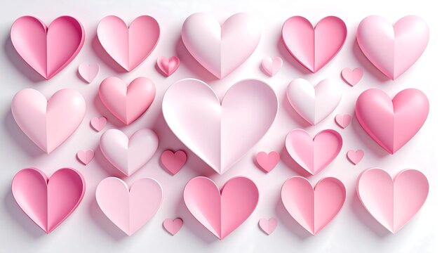 Pink hearts on white background - Powered by Adobe