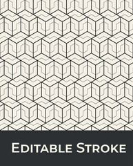 seamless geometric 3d isometric pattern, editable stroke 