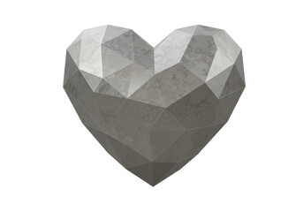 Isolated Geometric Heart, Love Symbol, Affection Concept, Polygonal Form and Textured Surface