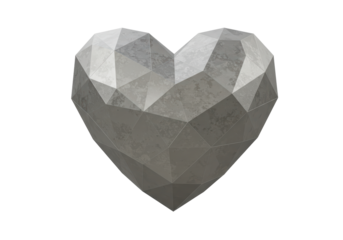 Isolated Geometric Heart, Love Symbol, Affection Concept, Polygonal Form and Textured Surface