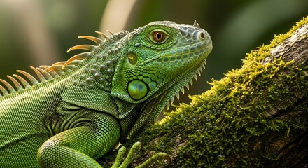 Obraz premium Iguana Resting in Tropical Forest
