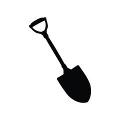 Black silhouette of a spade or shovel on a white background image, shovel silhouette vector illustration